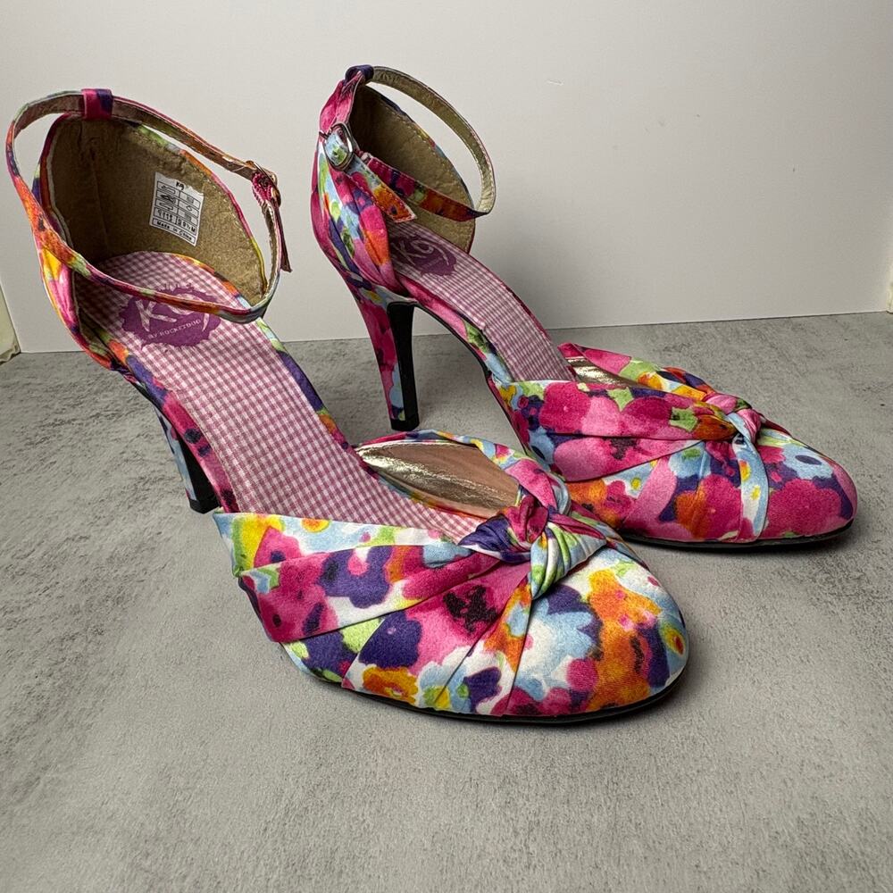 Rocket Dog Brand K9 Satin Floral Pattern Heel Adjustable Ankle Strap Women's 9.5 - Picture 2 of 15